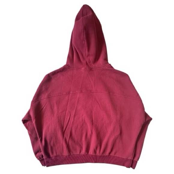 PrettyGarden | Cropped Quarter Zip Pullover Burgundy Hoodie | Size L | NWOT - Picture 11 of 14